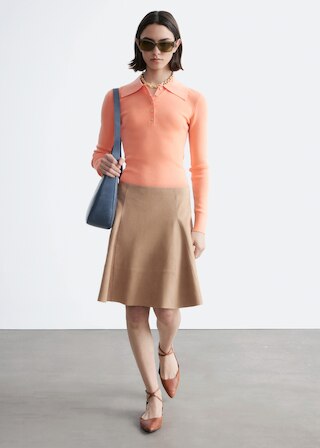 & Other Stories RIB-KNIT MERINO WOOL POLO TOP