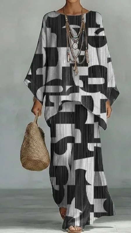 Artistic Abstract Graffiti Cotton-Linen Two-Piece Set - Nordfashionstorm - Women's Clothing, Fashion for You - Nordfashionstorm.com