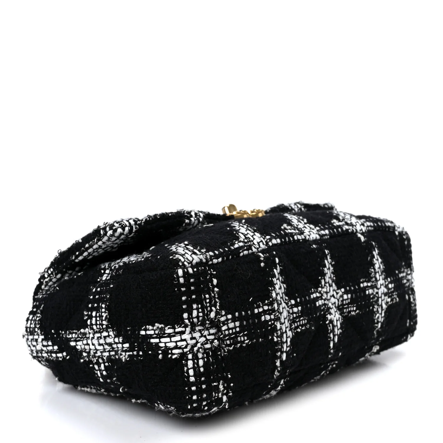 Tweed Quilted Medium Chanel 19 Flap Black White - Top Club