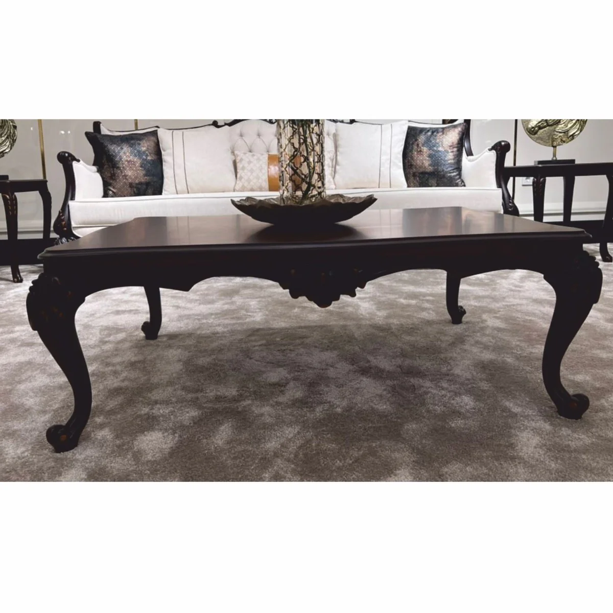 Luxury Baroque coffee table dark brown 120 cm - Baroque furniture