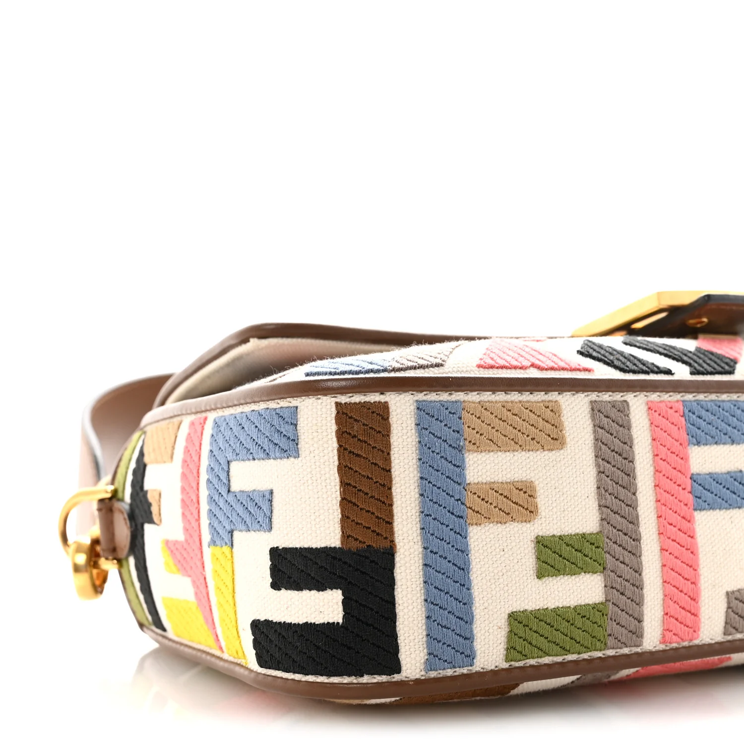Canvas Ricamo Vitello King FF Multicolor Embroidered Baguette Grezzo Multicolor Gianduia - Top Club
