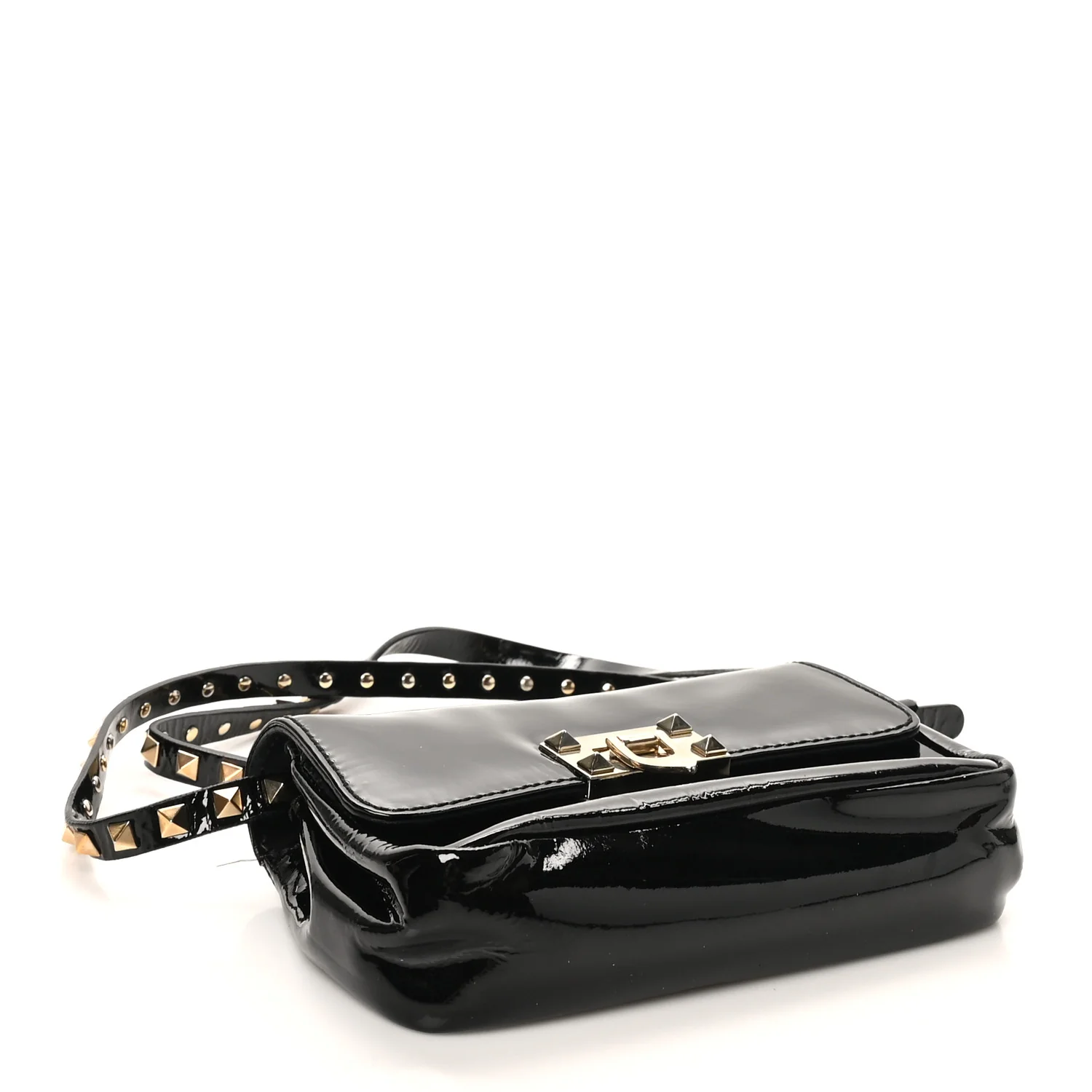 Patent Rockstud Flip Lock Flap Black - Top Club
