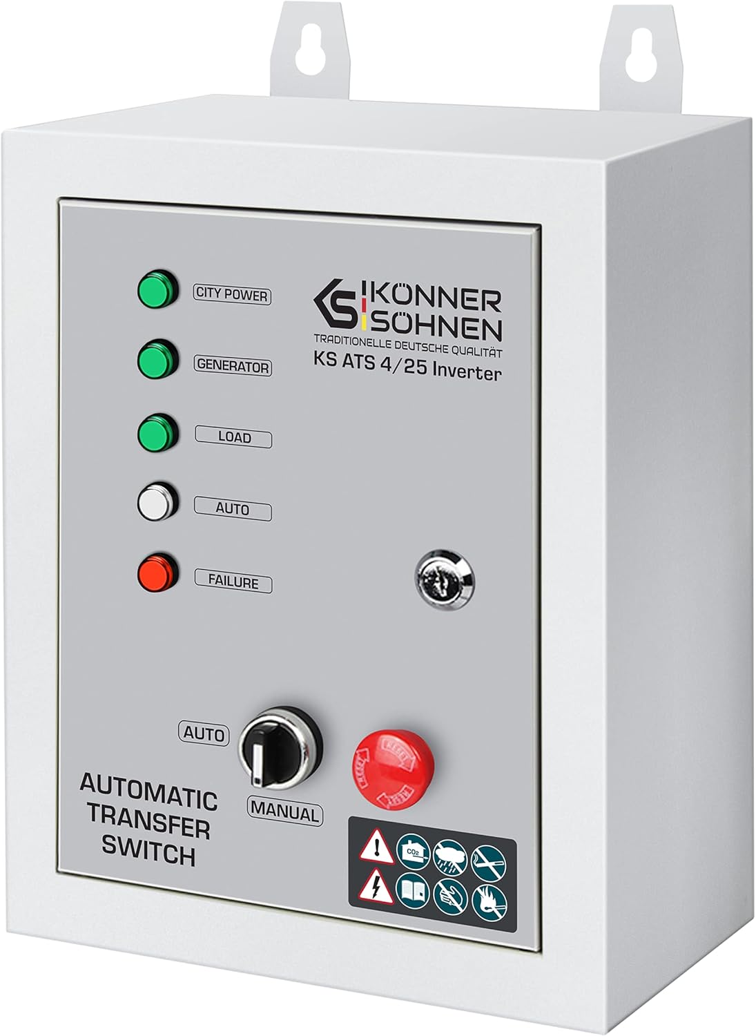 K&S Könner&Söhnen Generatore ATS 4/25 Inverter ATS (Automatic Transfer Switch), Start/Stop Generatore Automatico, 5.75 (11.5) kW (230 V) e 13 kW (400 V), Residenziale, Commerciale, Backup di emergenza
