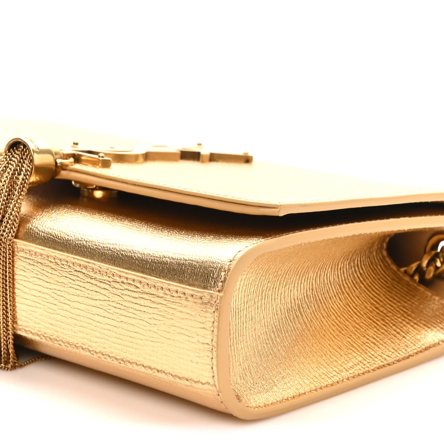 Metallic Calfskin Small Classic Monogram Kate Tassel Satchel Gold - Top Club
