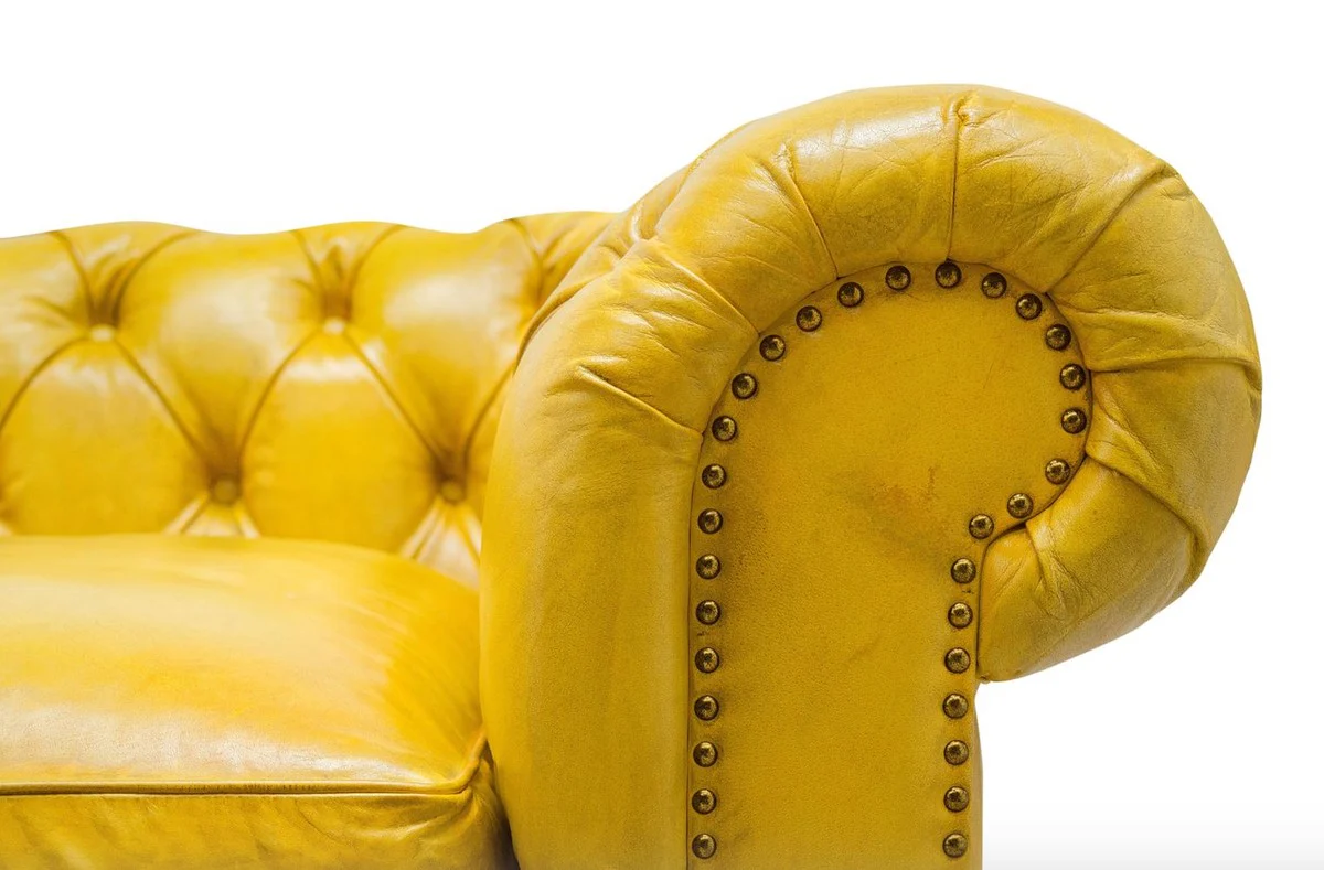 Luxury Chesterfield 3 seater sofa yellow 320 x 110 x H. 71 cm - Luxury leather furniture