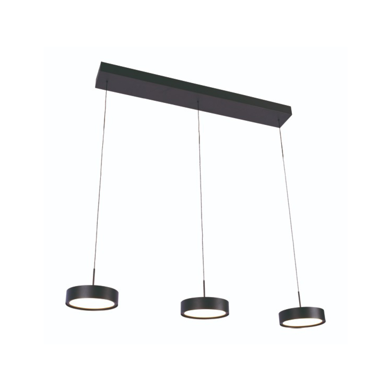 Hanglamp Karel 3-lichts balk zwart