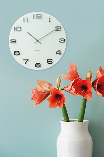 Wall clock Vintage white round glass