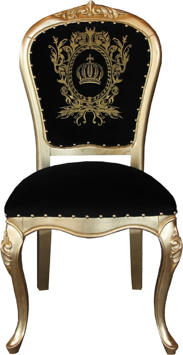 Pompöös by Luxury Baroque Dining Room Chairs with Crown Black / Gold - Pompöös Baroque Chairs designed by Harald Glööckler - 6 dining room chairs