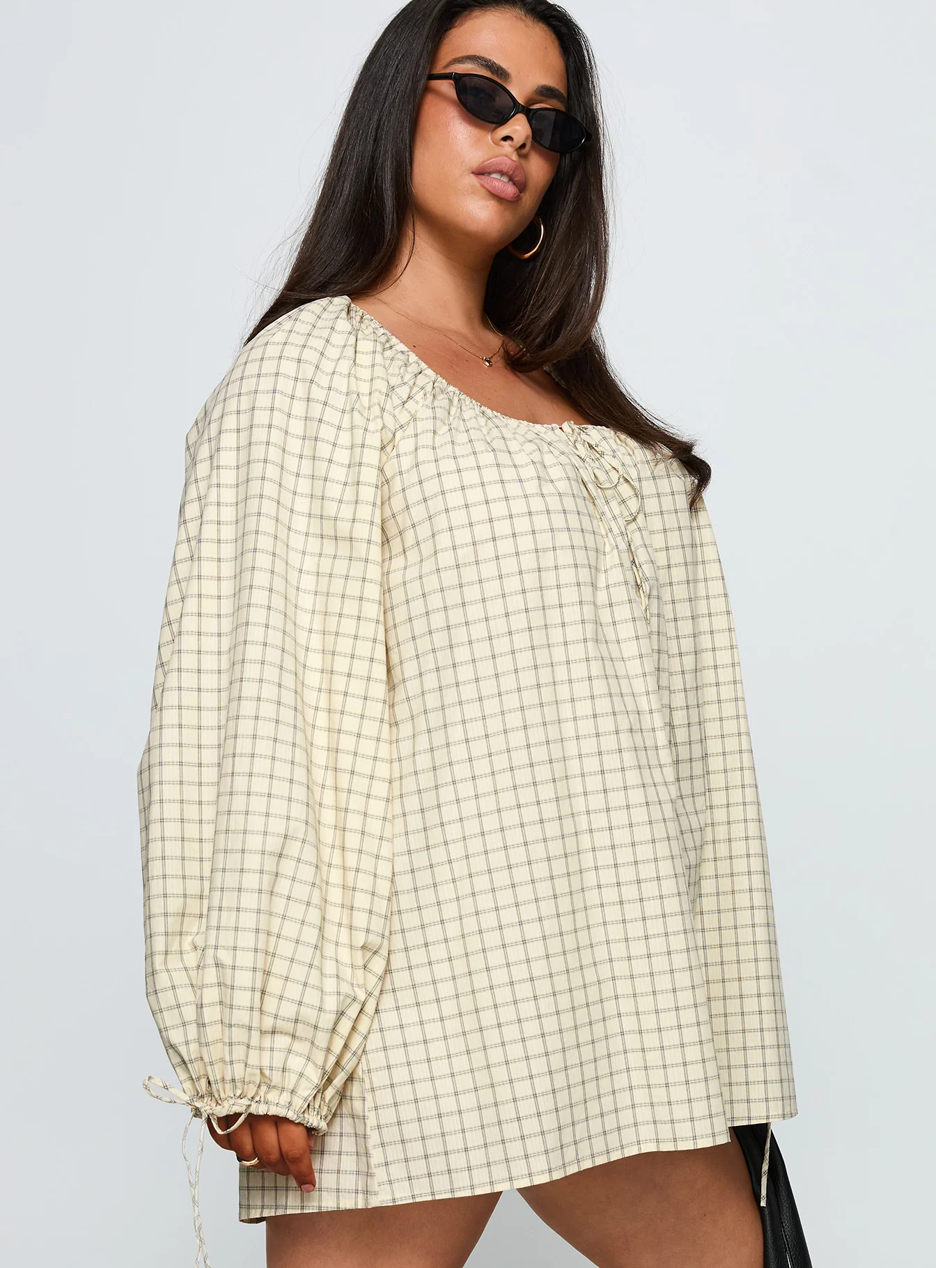 Preacher Playsuit White Check Curve