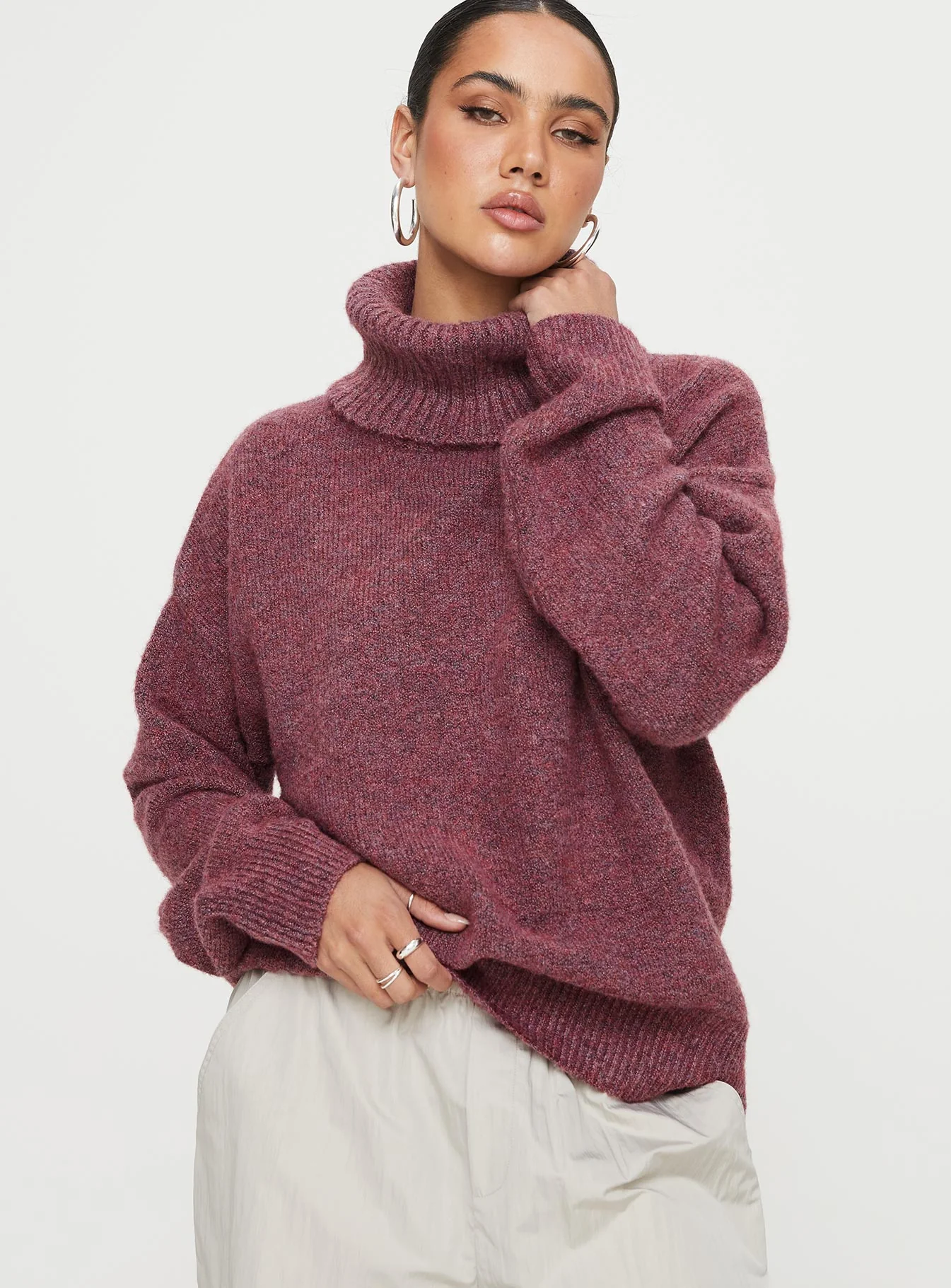 Oswin Turtleneck Sweater Burgundy