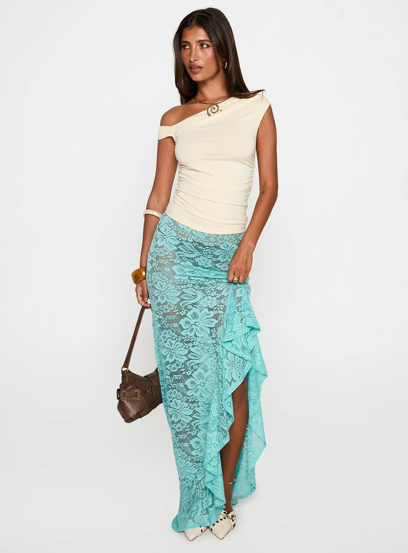 Bluemoon Lace Maxi Skirt Blue