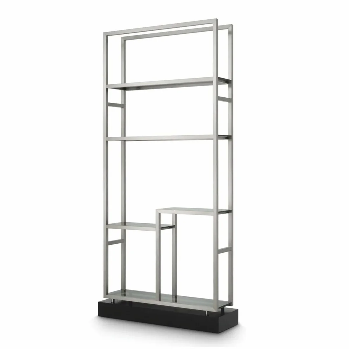 Luxury shelf cabinet with 5 glass shelves silver / black / gray H. 240.5 cm - luxury furniture