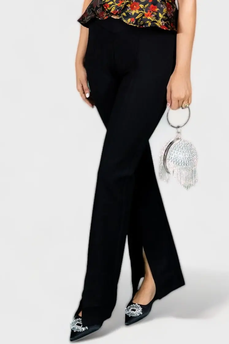 The Heart Low Rise V Shape Ponte Flare Pants - ALJEGJ