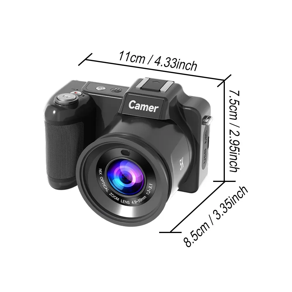 Digital Camera, Vlogging Camera for YouTube, Portable Vlog Camera, Compact Camera, Fast Autofocus UHD Video Camera for Beginner Travel with 16X Zoom, Memory Card