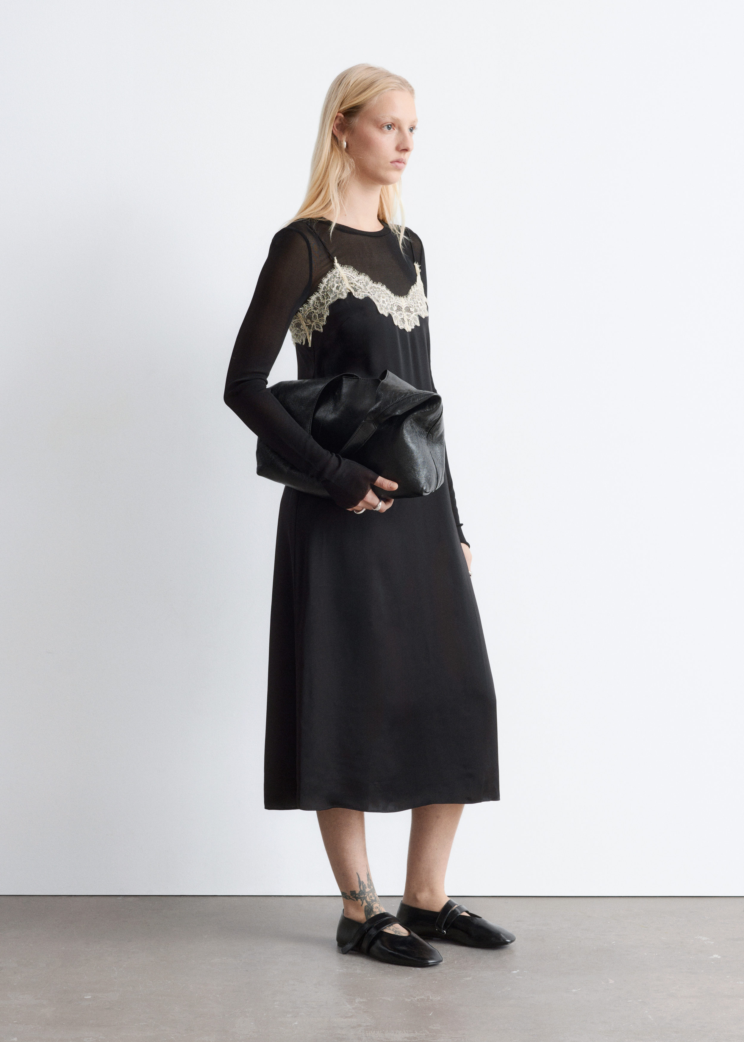 & Other Stories SATIN SLIP MIDI DRESS