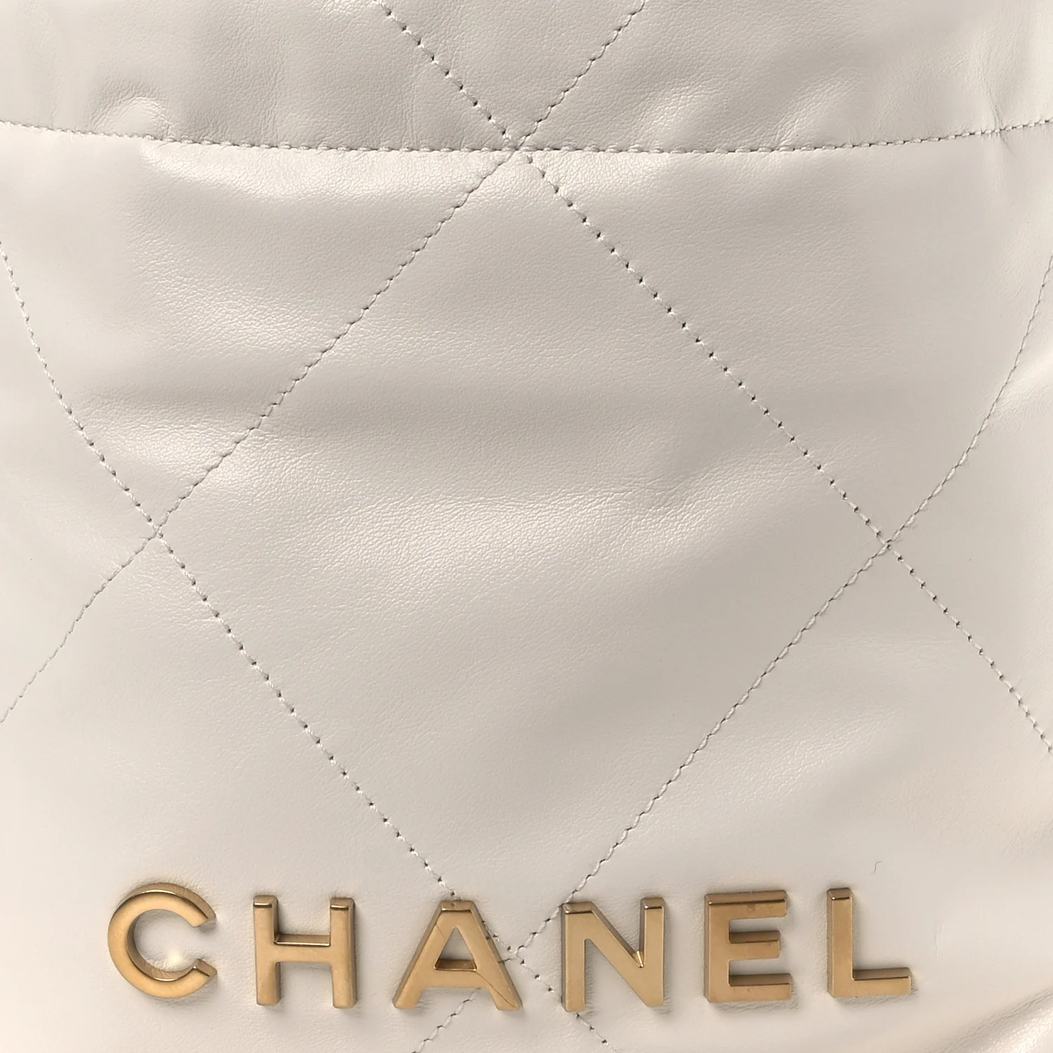 Shiny Calfskin Quilted Mini Chanel 22 White - Top Club