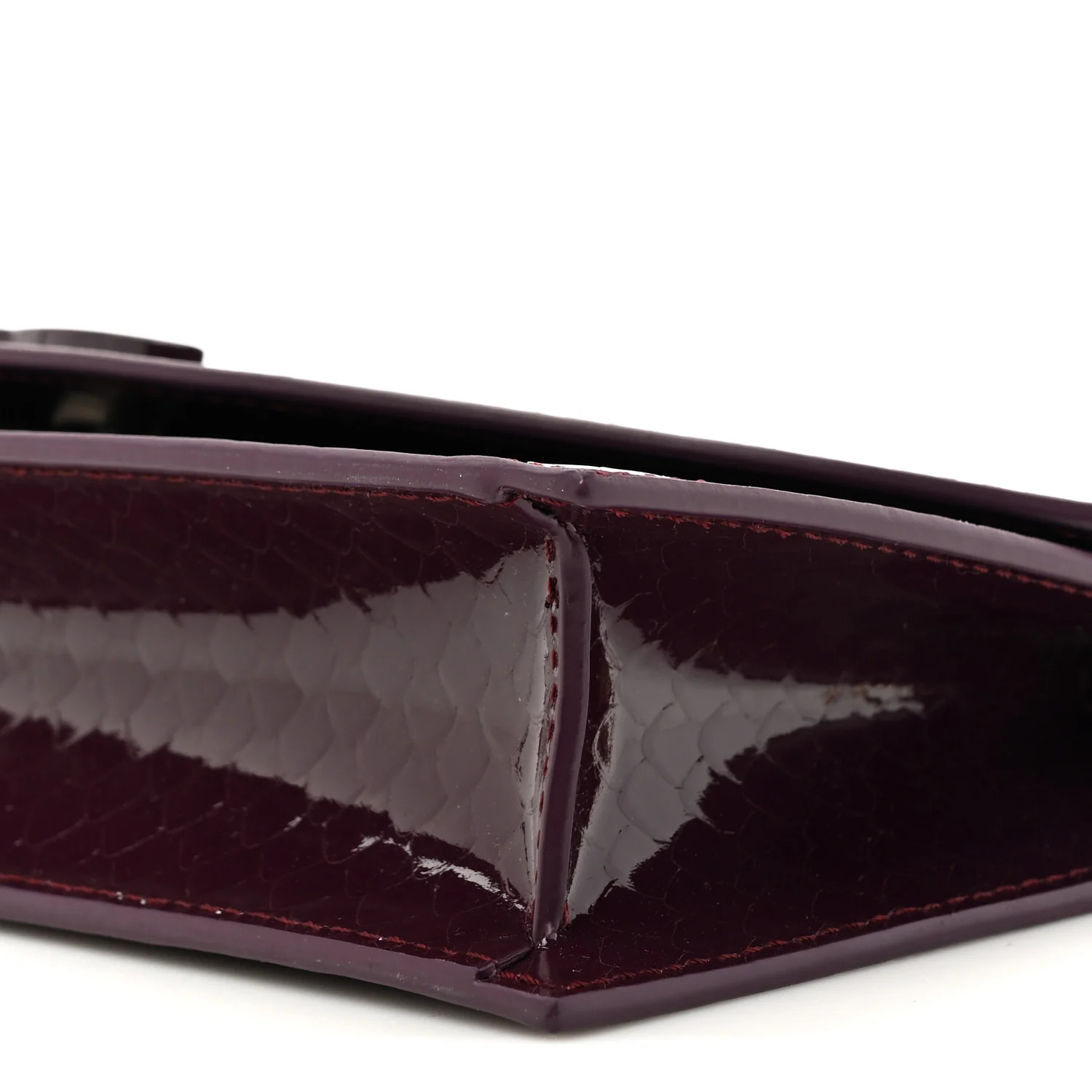 Patent Birdy Snakeskin Embossed Loubi54 Crossbody Clutch Merlot - Top Club