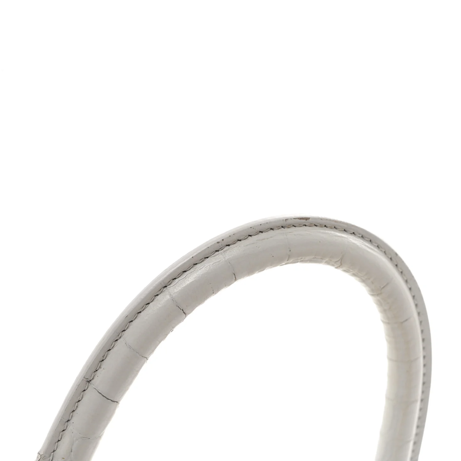 Calfskin Crocodile Embossed Small Hourglass Top Handle Bag White - Top Club