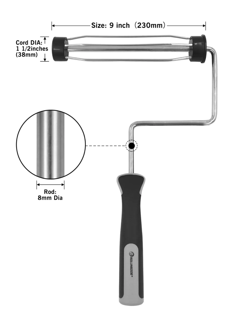 DETAIL PRO™ 9″ Smooth Roller Frame – Heavy Duty Paint Roller with Soft Grip - Alvarez Pro Painting LLC