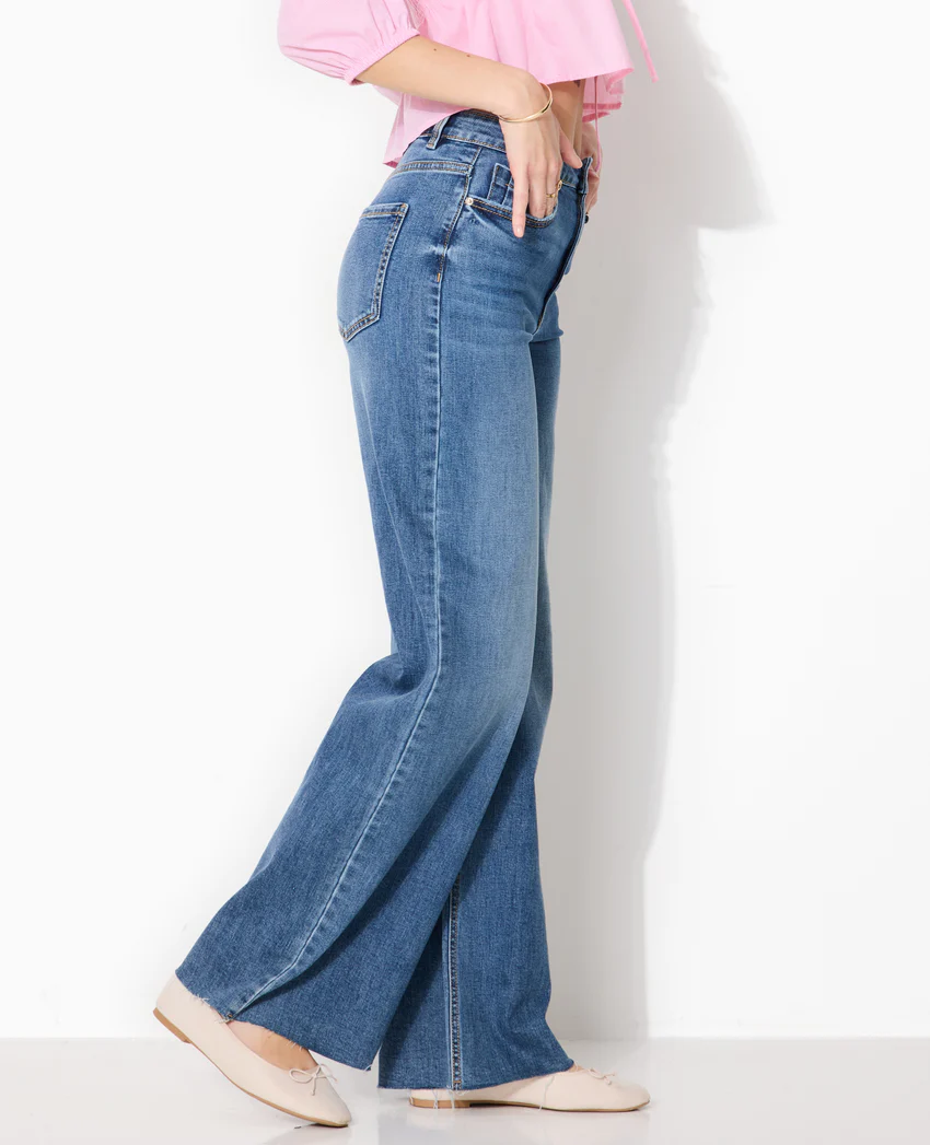 Pimkie J71-1 / Jean wide taille haute avec bas coupés