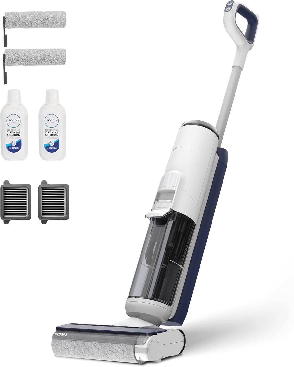 Tineco iFLOOR 5 Breeze Complete Aspirapolvere Lavapavimenti Senza Fili, Pulizia in Un Solo Passaggio per Pavimenti Duri, Pulizia dei Bordi, Auto Pulizia, Scopa Elettrica Design Leggero e Senza Fili