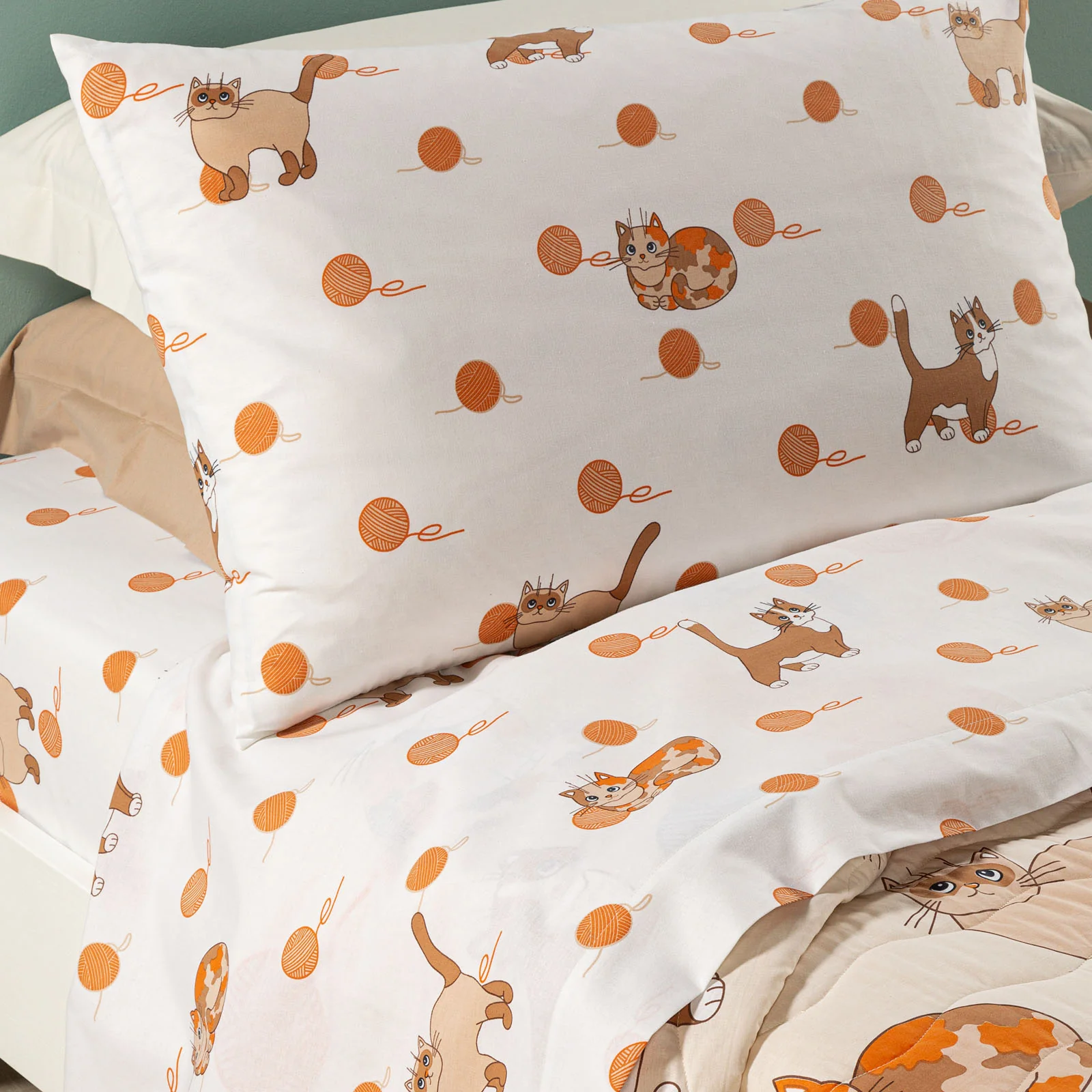 Complete cotton sheets kittens single single caleffi kids