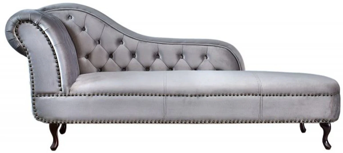 Chesterfield chaise lounge / chaise longue silver gray from the house - living room lounger sofa