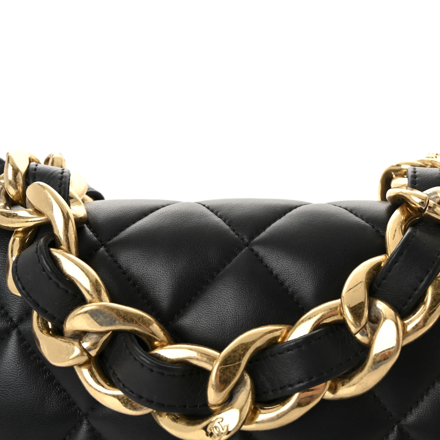 Lambskin Quilted Large CC Funky Town Flap Black - Top Club