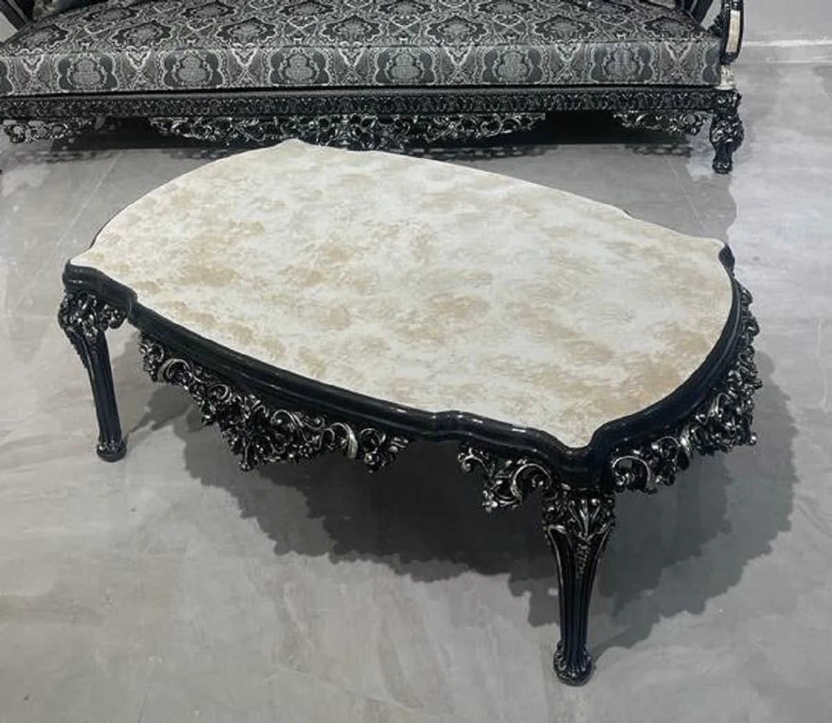 Luxury baroque coffee table white / black / gold - magnificent living room table in baroque style - baroque style living room furniture - baroque furnishings - baroque furniture - luxury furniture in baroque style