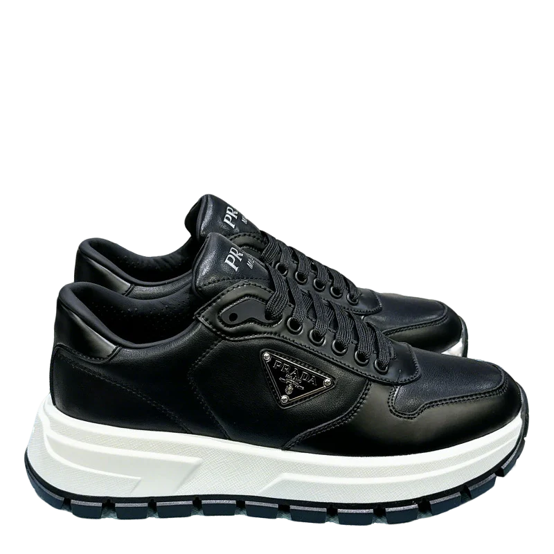 Unisex Prada Black Chunky Platform Sneakers With Triangle Logo - Sneaker Replica Workshop