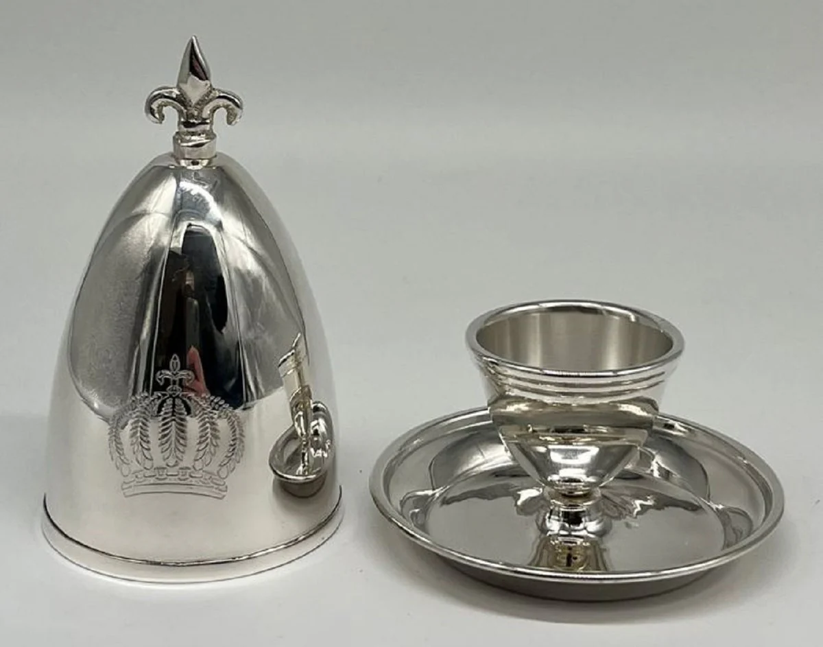 Pompöös by Luxus Baroque egg cup with lid silver - designed by Harald Glööckler