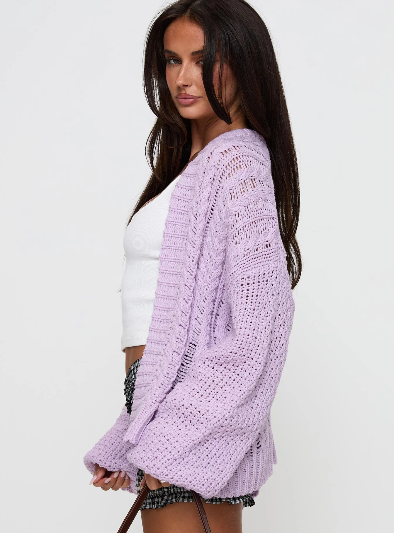 Abner Cable Cardigan Lilac