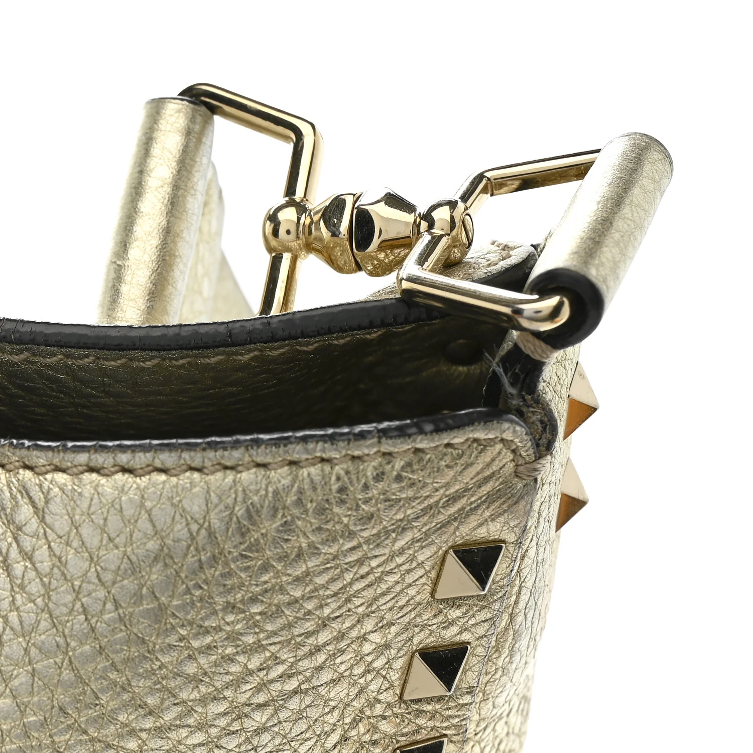 Metallic Pebbled Calfskin Small Rockstud Flip-Lock Messenger Bag Platino - Top Club