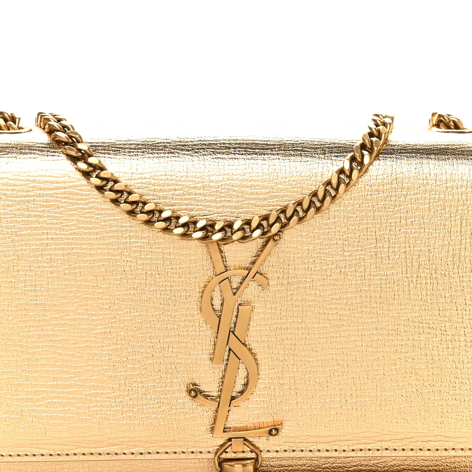 Metallic Calfskin Small Classic Monogram Kate Tassel Satchel Gold - Top Club