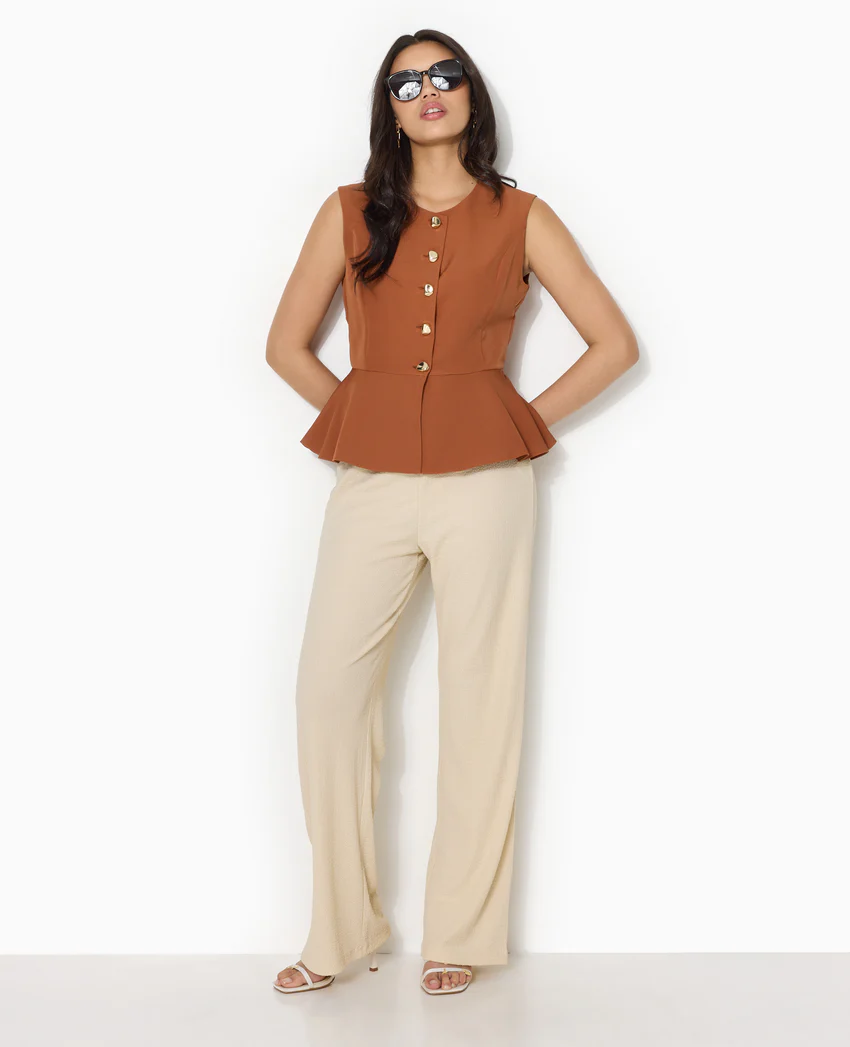 Pimkie Veste sans manches peplum avec boutons fantaisie