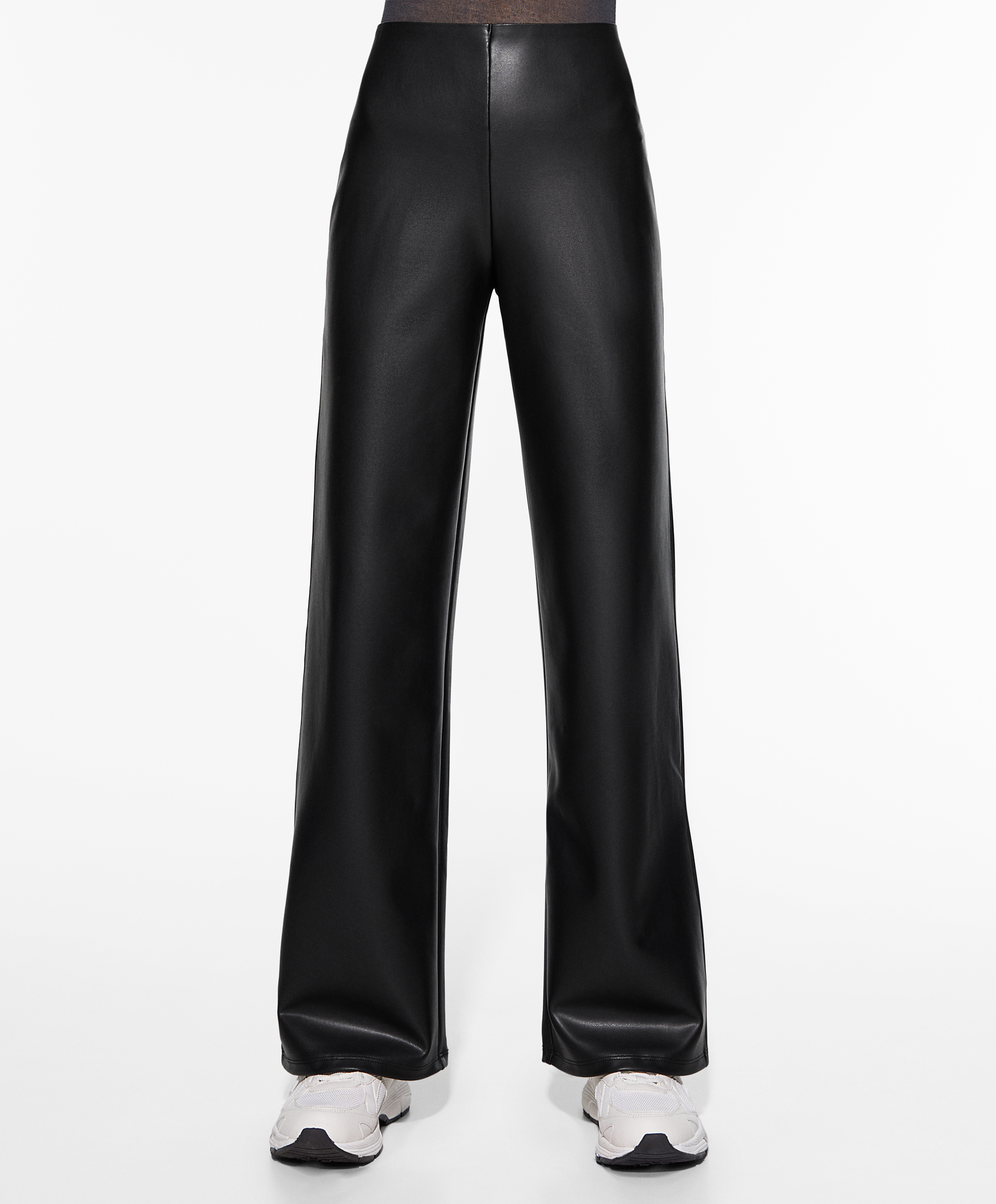 OYSHO Straight fit faux leather trousers
