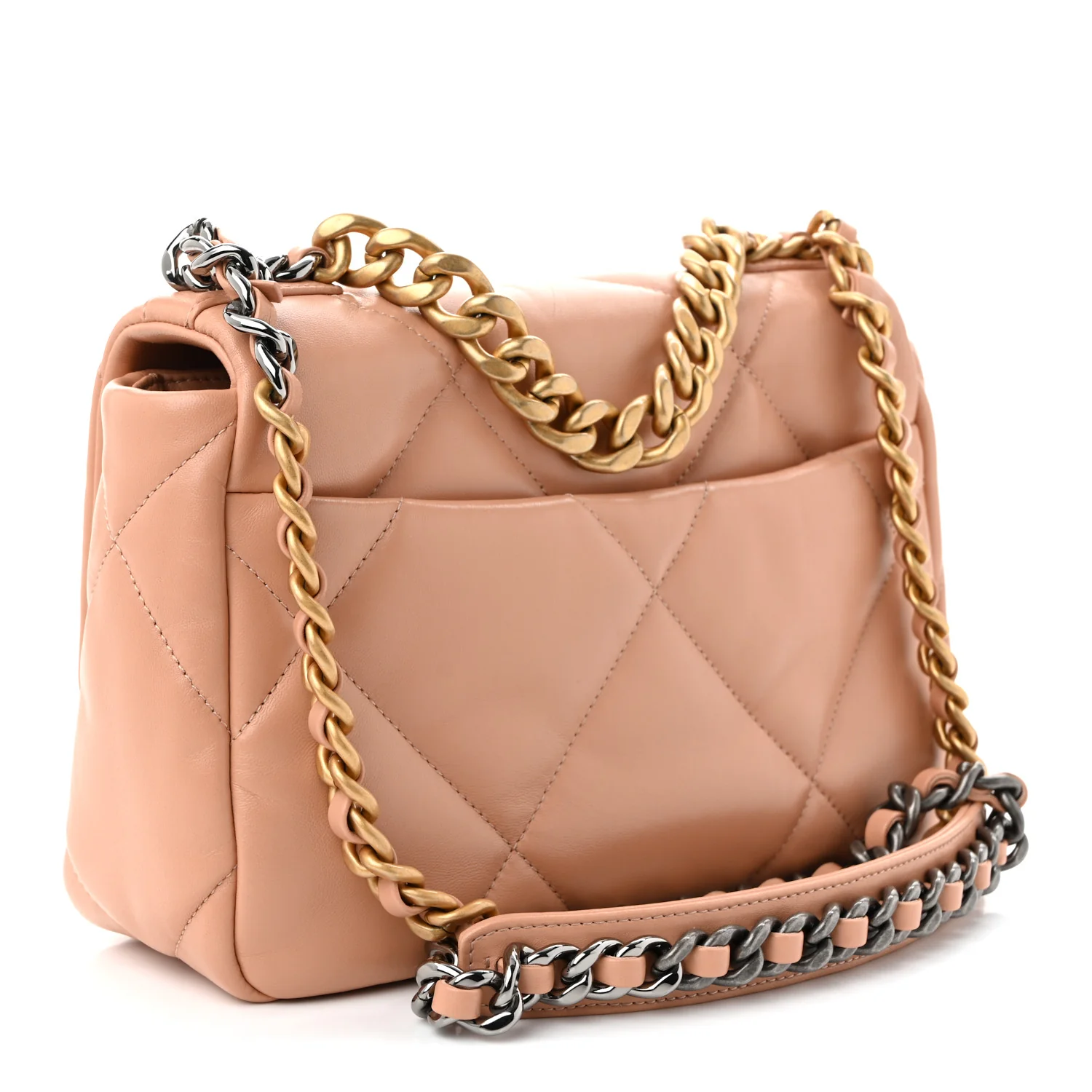Lambskin Quilted Medium Chanel 19 Flap Beige - Top Club
