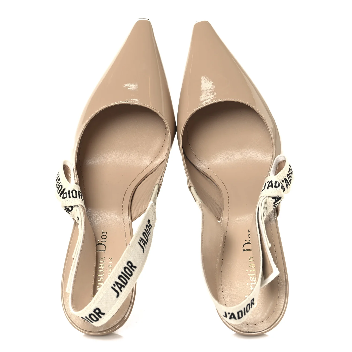 Patent Ribbon J'Adior Slingback 100mm Pumps 38.5 Nude