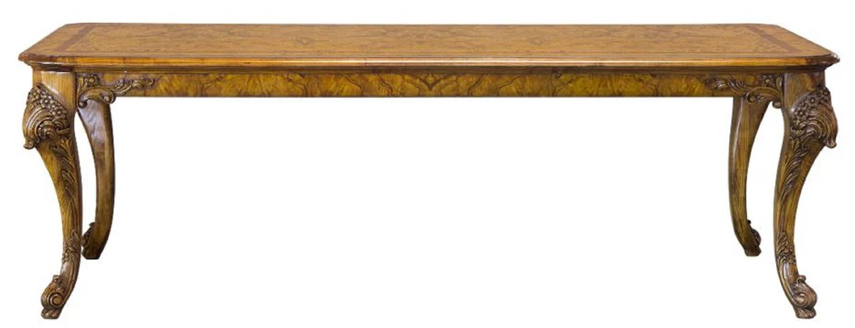 Luxury baroque dining table light brown 240 x 110 x H. 78 cm - Handcrafted solid wood dining room table in baroque style - Baroque dining room furniture