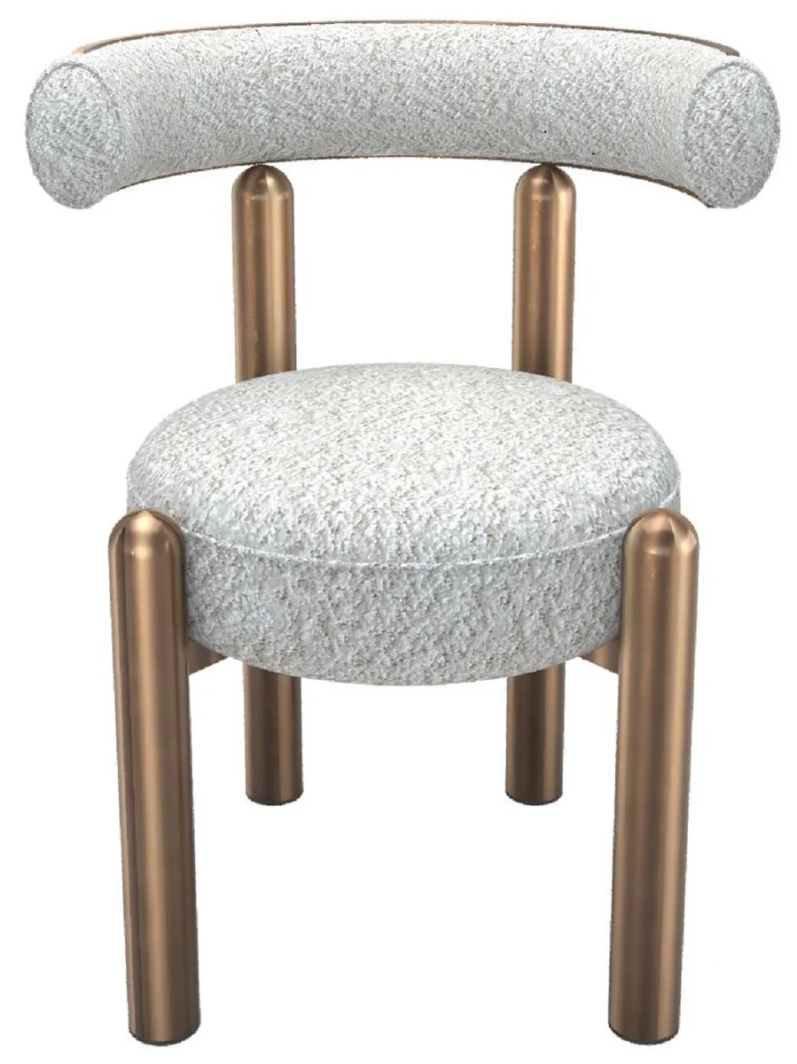 Luxury dining room chair with curved backrest white / bronze - dining room furniture