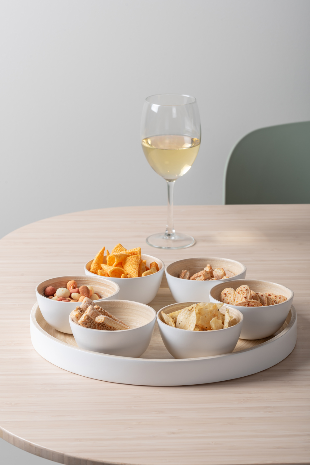 Snack tray Puro round bamboo white