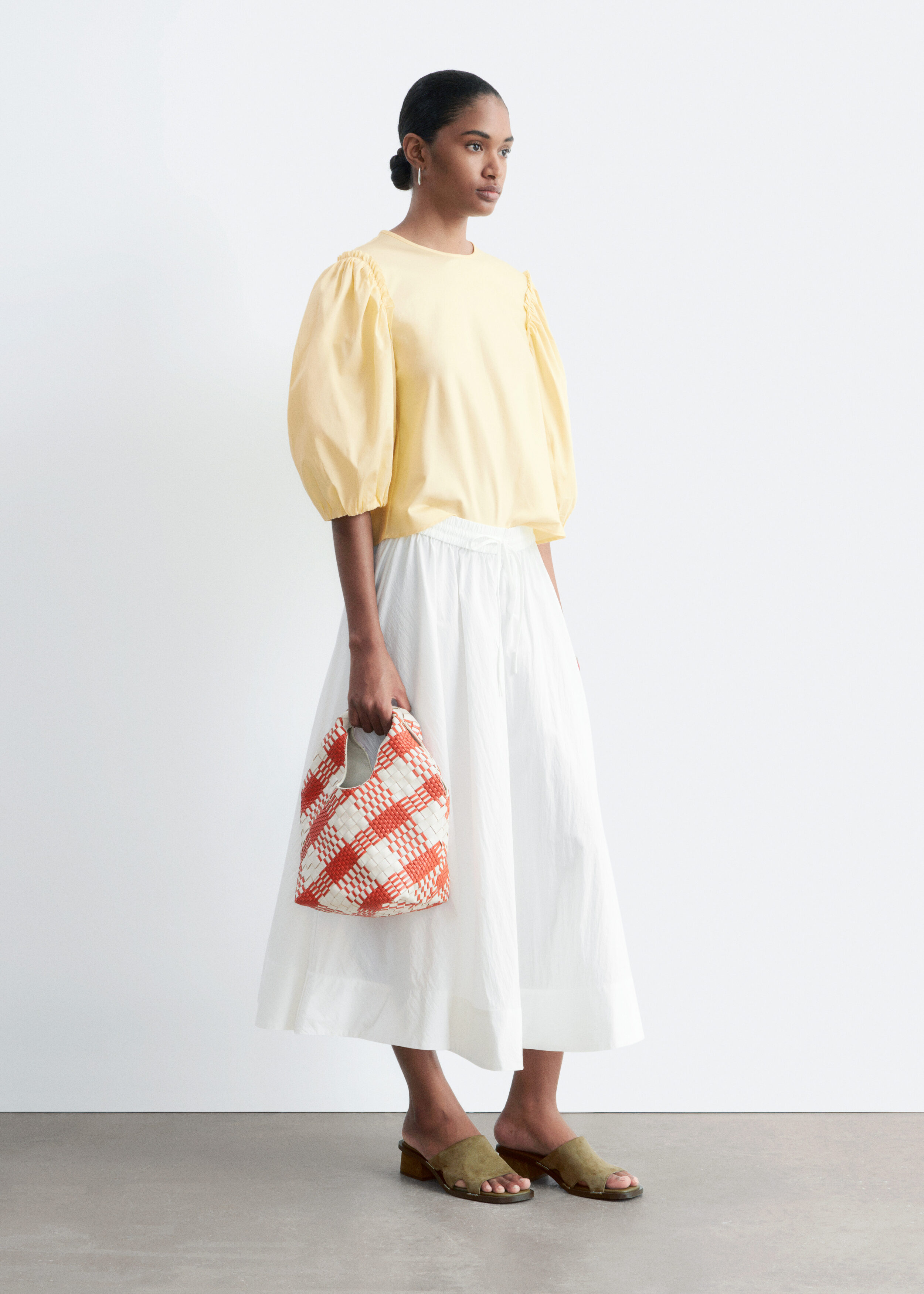 & Other Stories BALLOON-SLEEVE JACQUARD BLOUSE