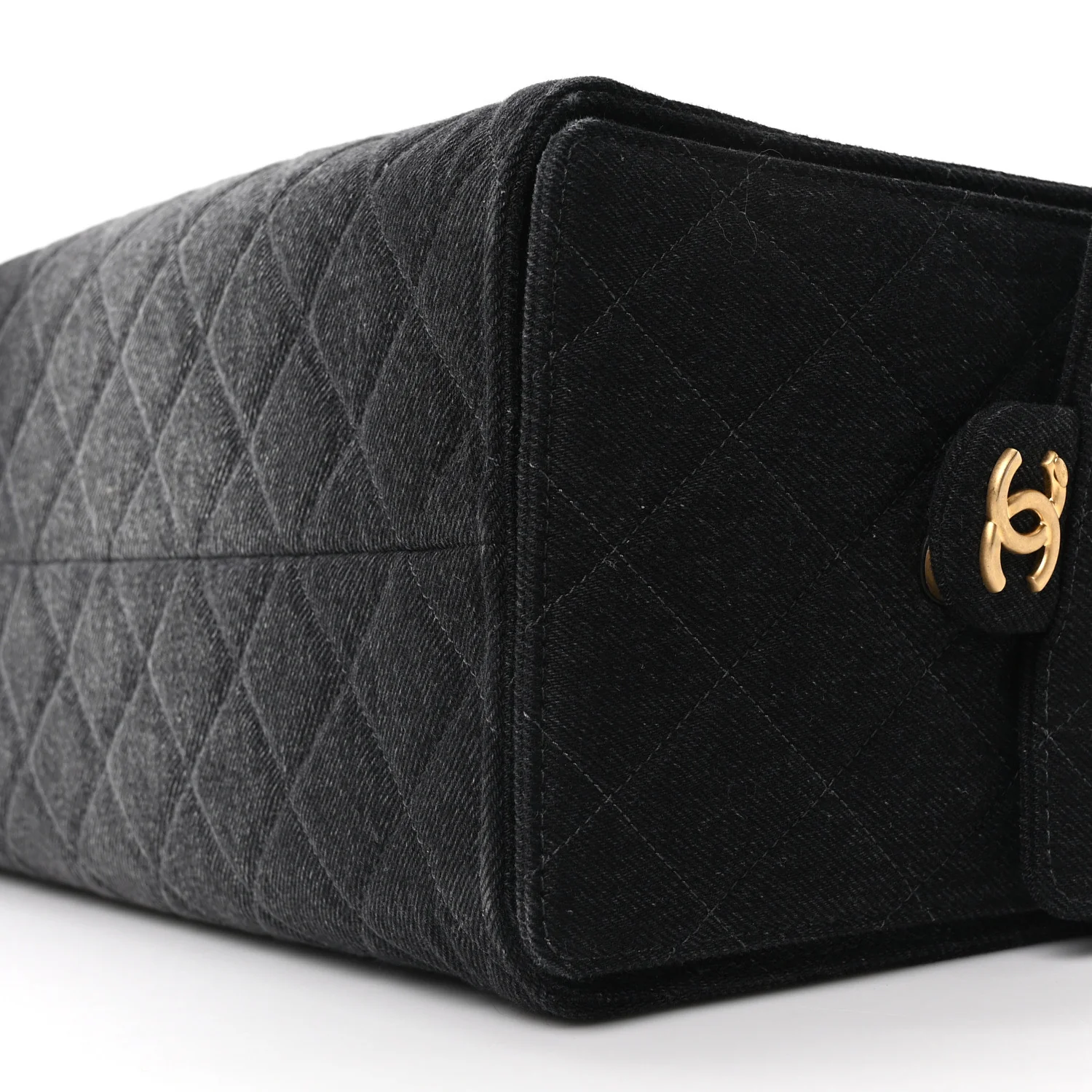 Washed Denim Quilted Medium Chanel 25 Handbag Black - Top Club