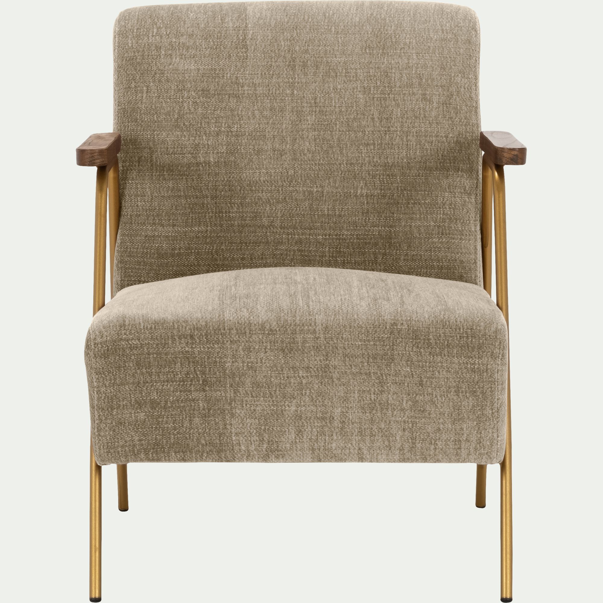 FABRON - Fauteuil en velours - brun châtaigner