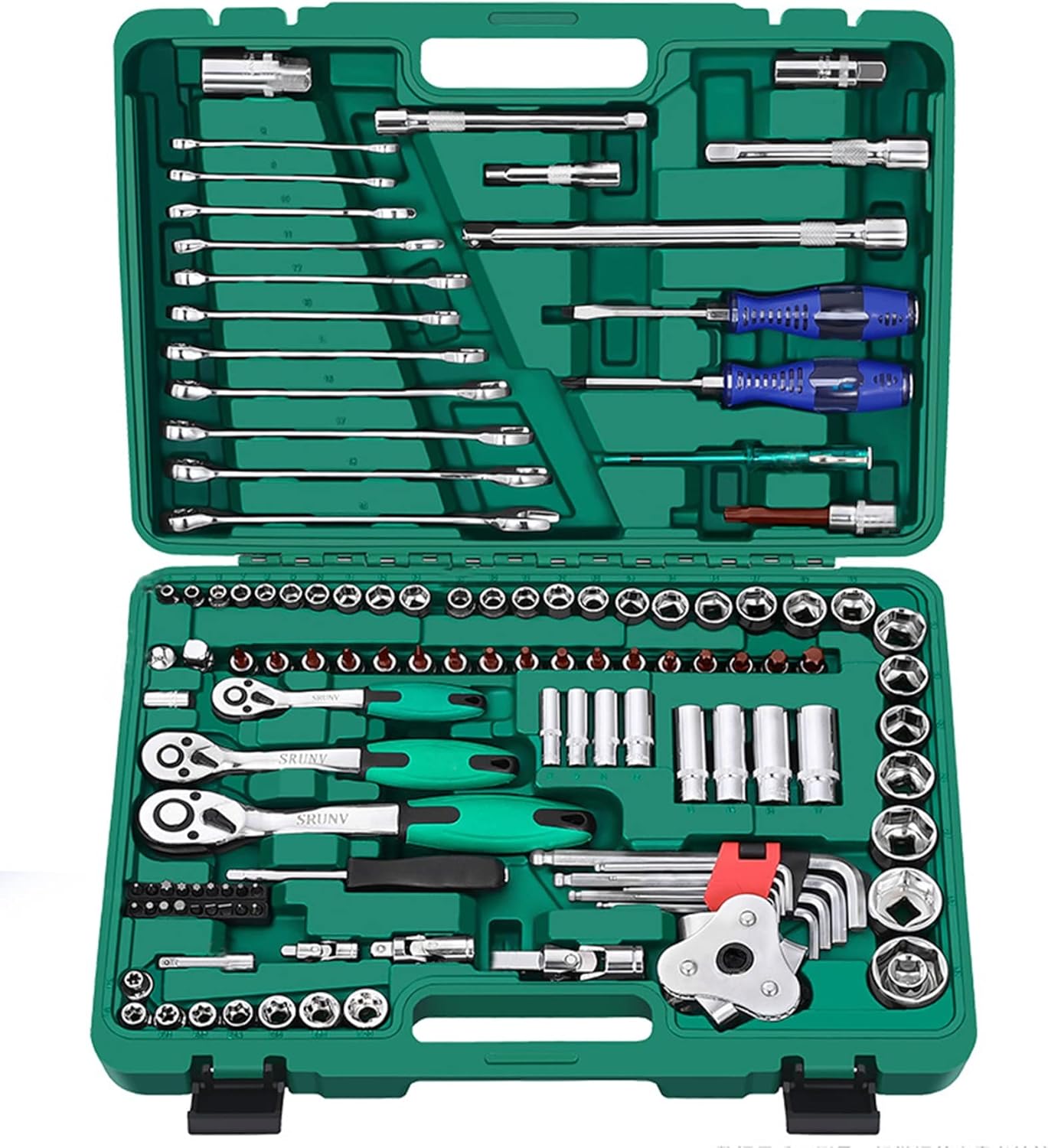 121 Pezzi Set di Attrezzi per Meccanica Chiave A Bussola Combinazione di Riparazione Automatica Set di Strumenti Misti Kit di Attrezzi Manuali