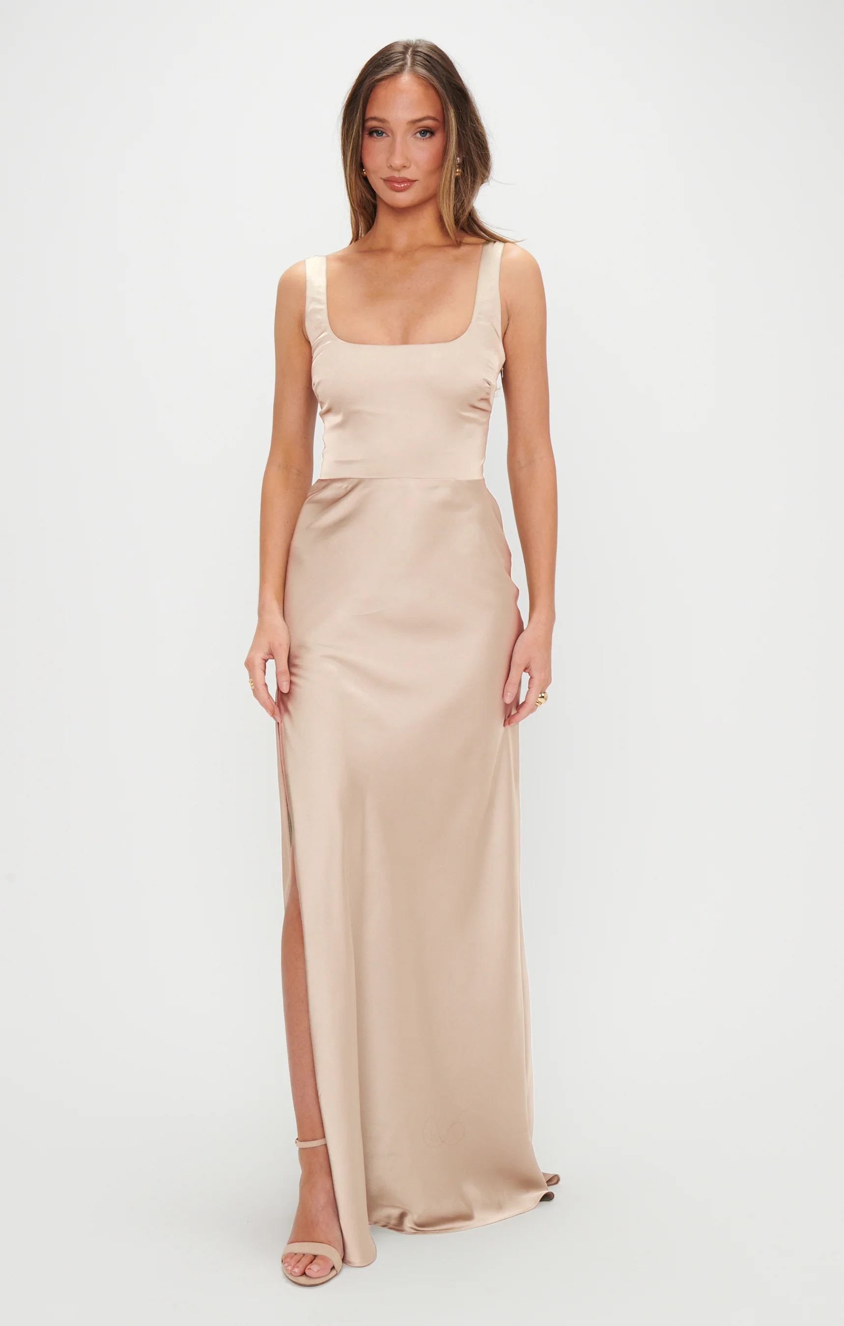 Lana Maxi Dress ~ Champagne Luxe Satin