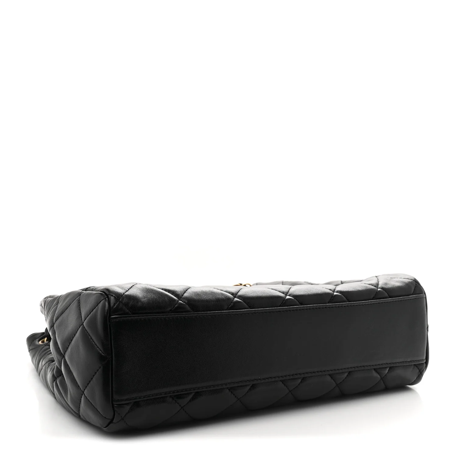 Shiny Calfskin Quilted Fancy Jewel Tote Bag Black - Top Club