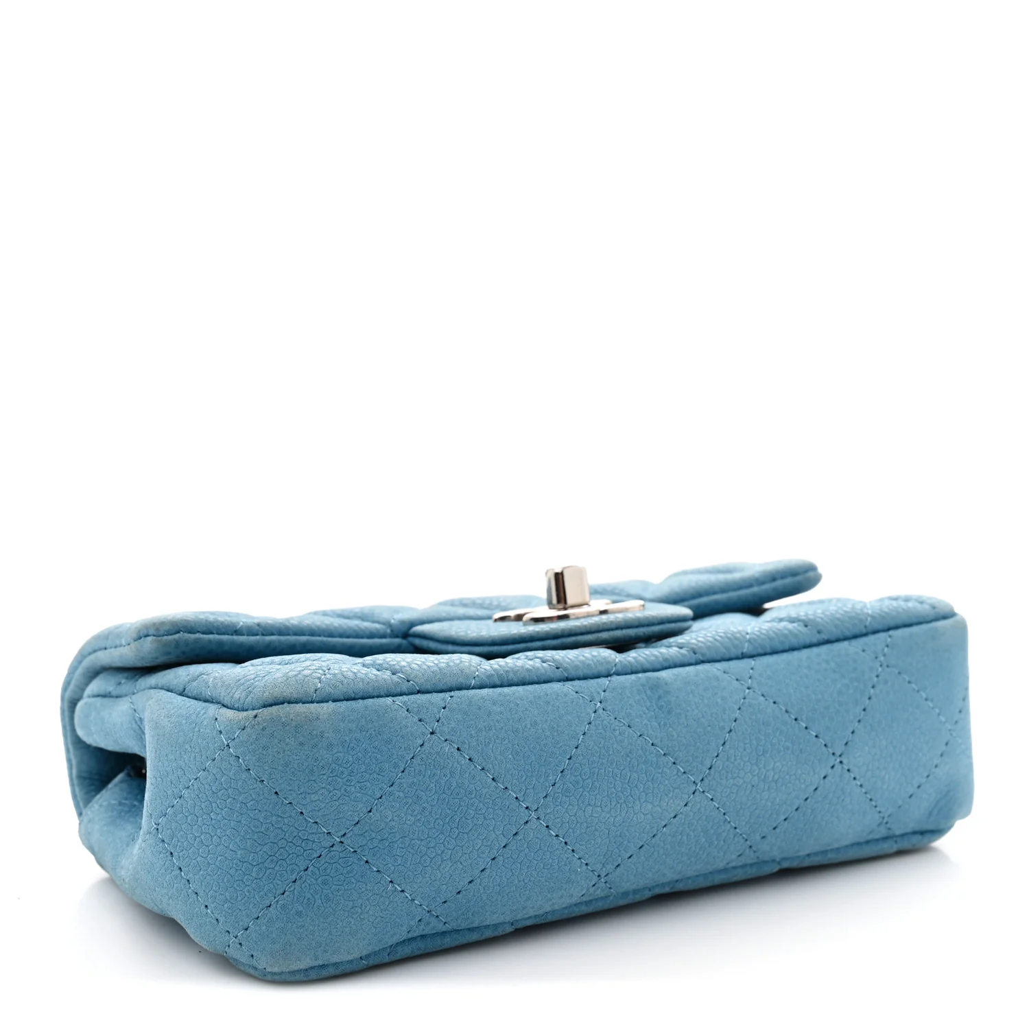 Iridescent Caviar Quilted Extra Mini Flap Light Blue - Top Club