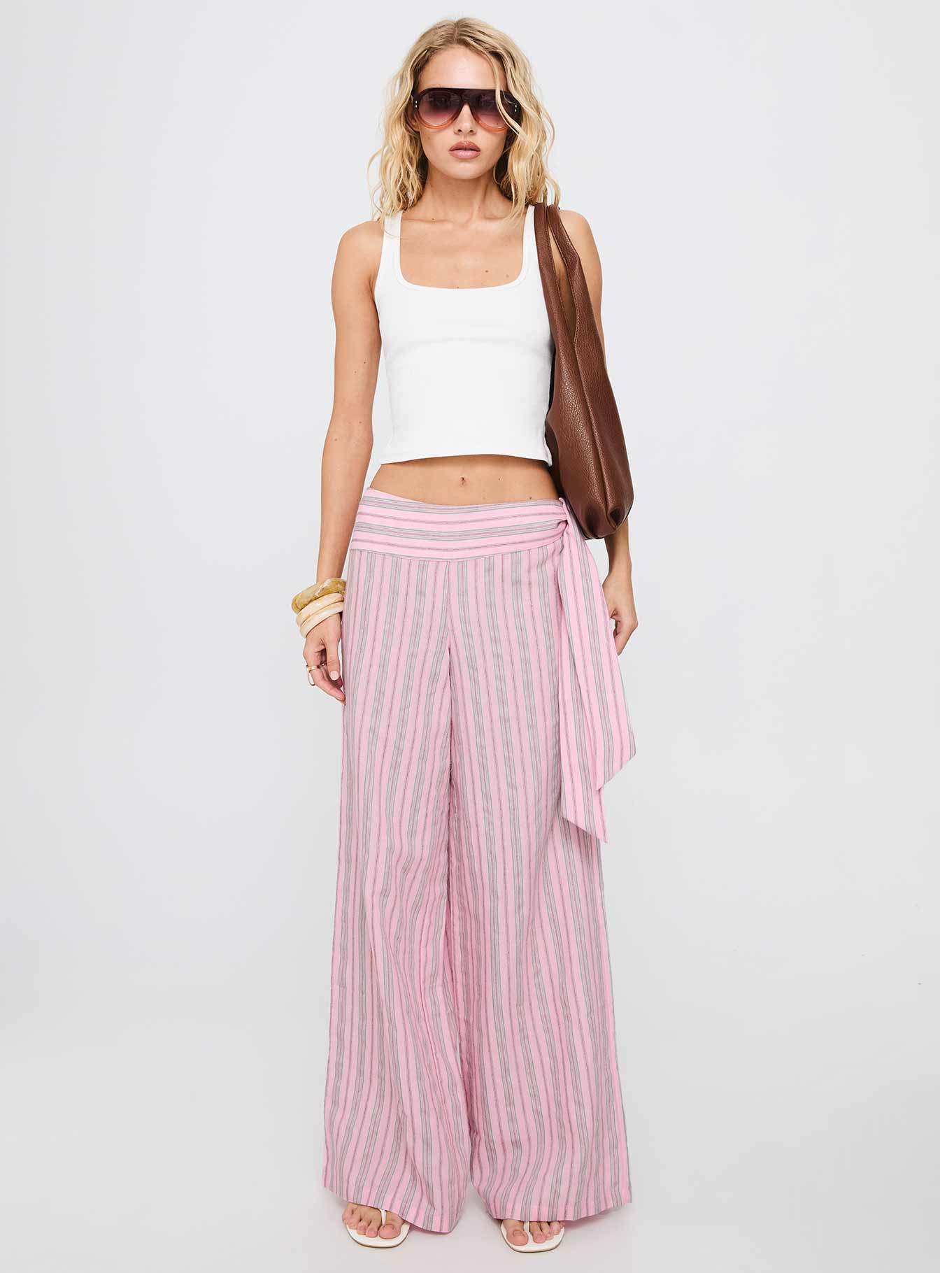 Wave Dancer Tie Pant Pink Stripe