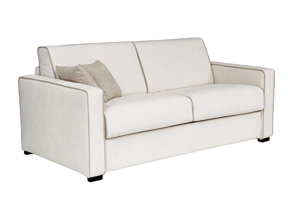 Sofá cama de 3 plazas de apertura rápida de tela beige con asiento de espuma viscoelástica colchón de 18 cm